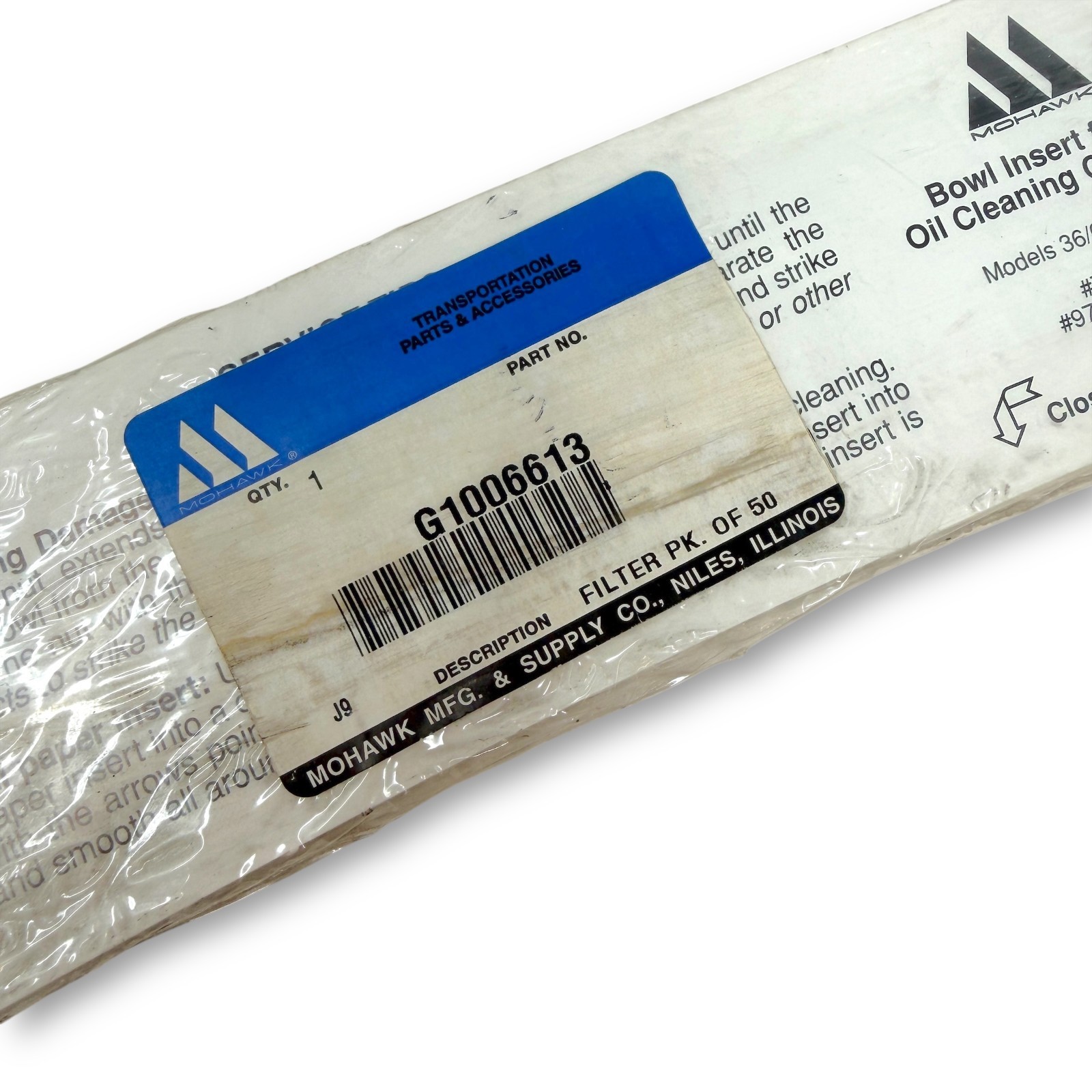 Mohawk G1006613 Bowl Insert Filter for Oil Cleaning Centrifuge Pack of 50