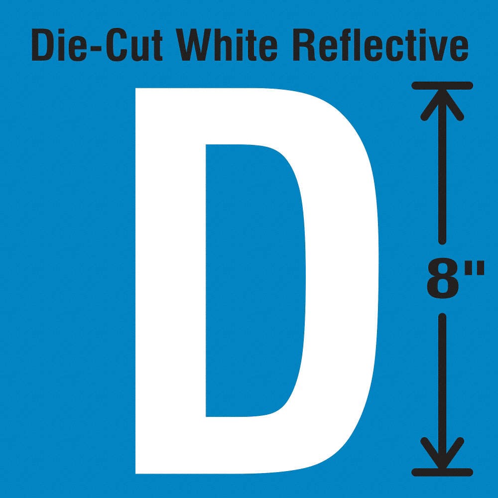 STRANCO INC DWR-SINGLE-8-D Die-Cut Reflective Letter Label, D 30WZ29
