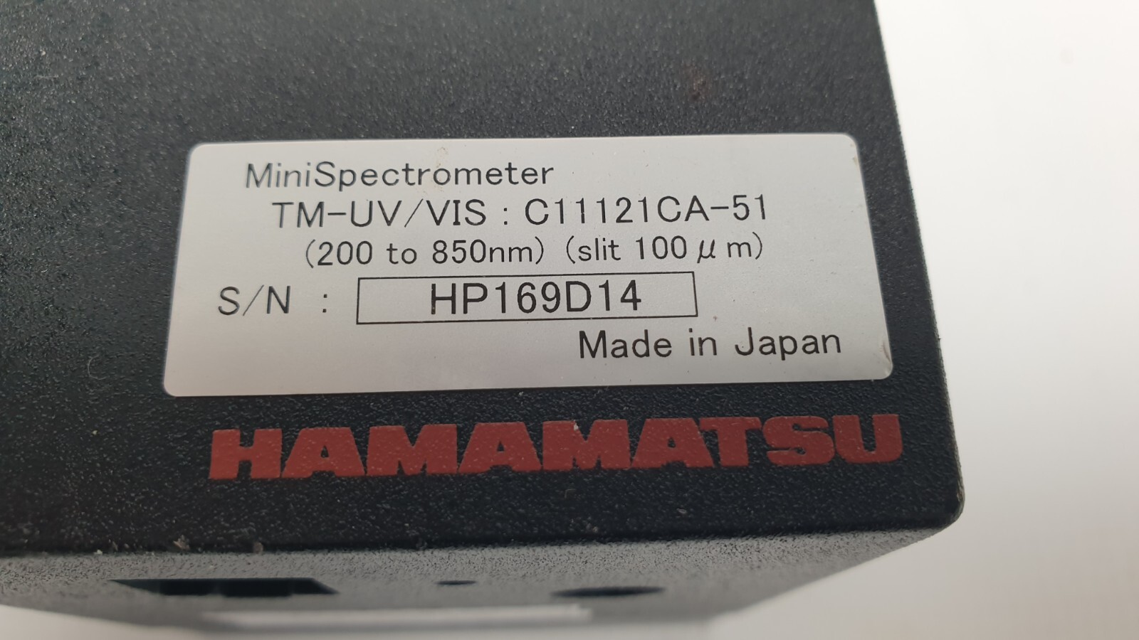 Hamamatsu MiniSpectrometer TM-UV/VIS C11121CA-51