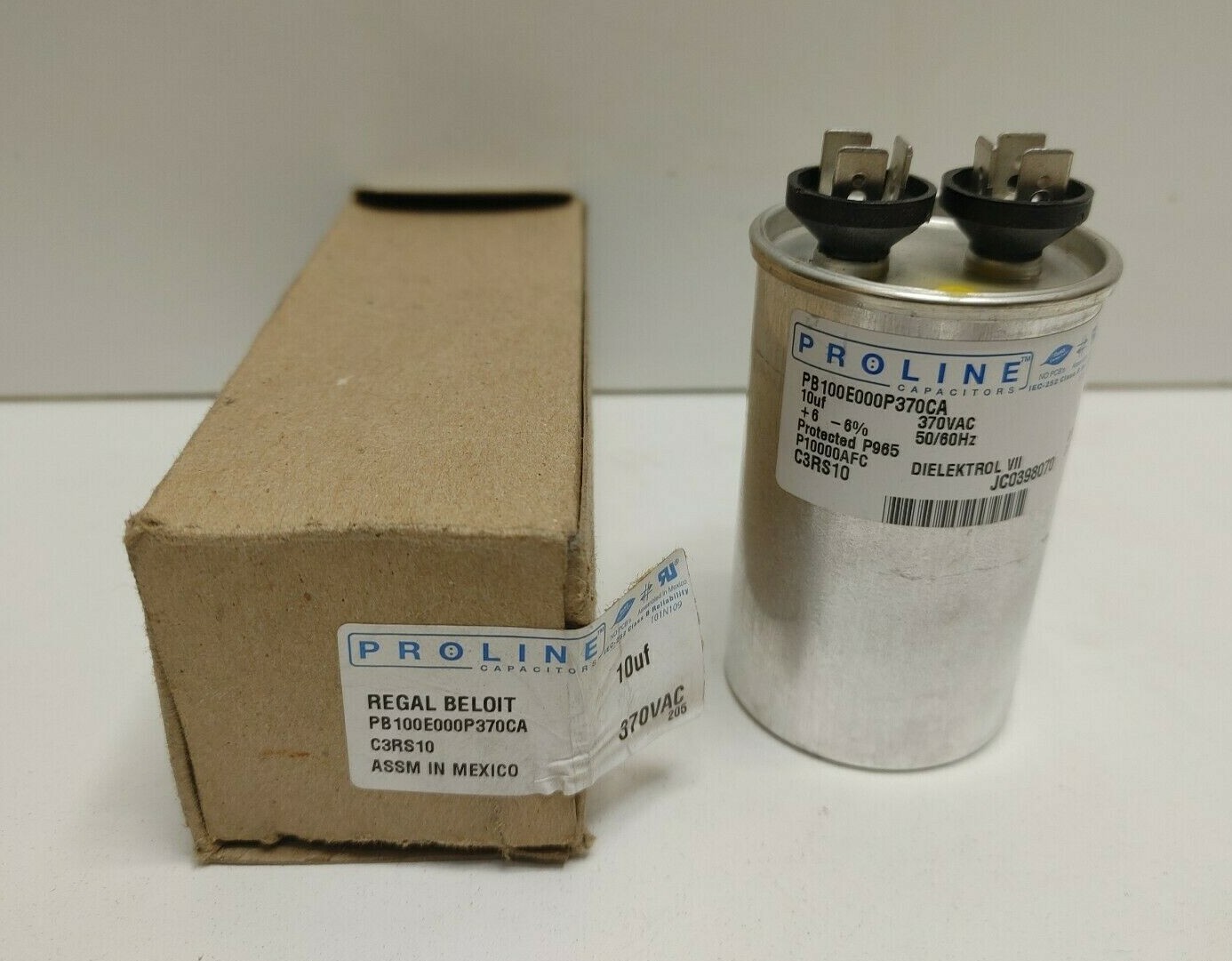 NEW OLD STOCK! PROLINE 370V 10uF DIELEKTROL VII CAPACITOR PB100E000P370CA