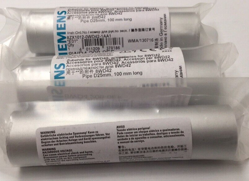 Siemens 8WD4 208-0EF Extension Tube 25mm ID 100mm Length 8WD42080EF (Pack Of 3)