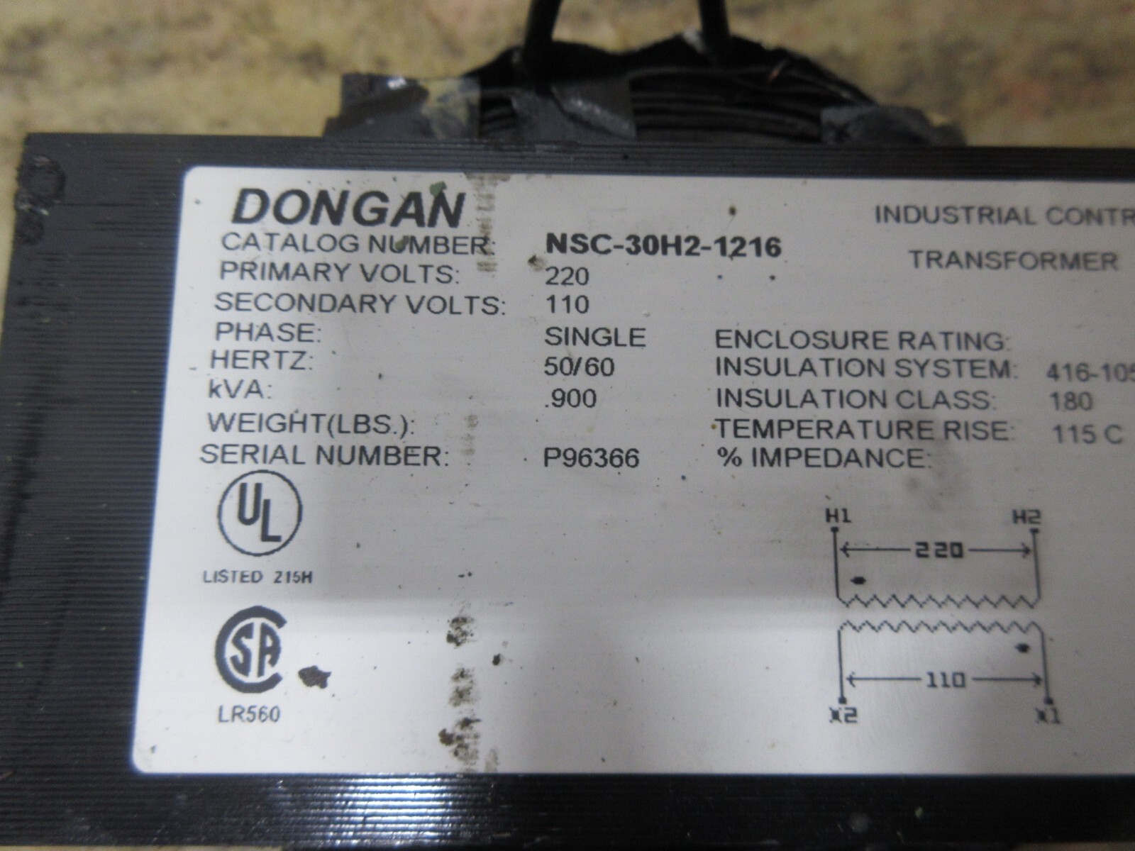 DONGAN TRANSFORMER NSC-30H2-1216 OKUMA MX-45VAE CNC