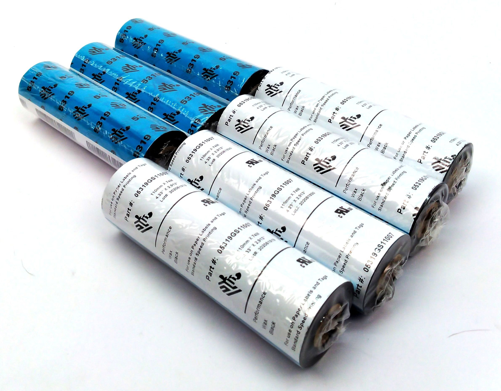 Zebra 4.3″ X 2913′ Performance 5319 Wax Ribbon Black 05319GS11007 – 7 Rolls