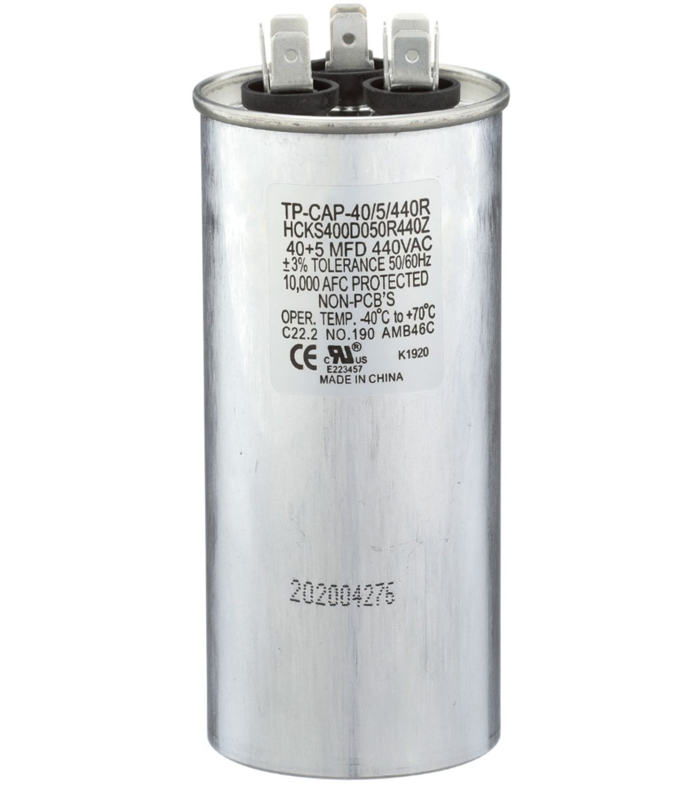 NEW TRADEPRO – TP-CAP-40/5/440R – 40+5 MFD 440 Volt Round Run Capacitor