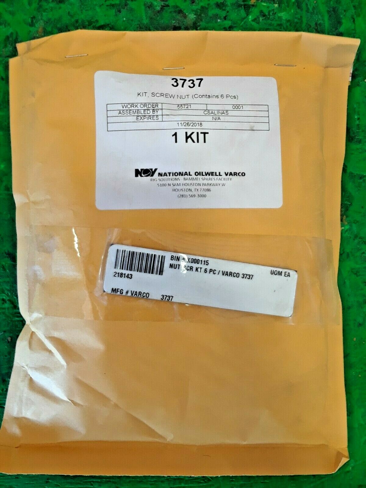 🟠 NATIONAL OILWELL VARCO SCREW NUT KIT 3737 PESSCO IS OFFERING 1 R050621-5-9 🗽