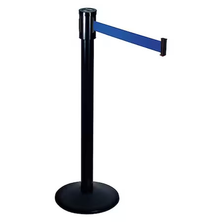 RETRACTA-BELT 321BA-BL Barrier Post with Belt, Black, 15 ft Length, 40 in Post