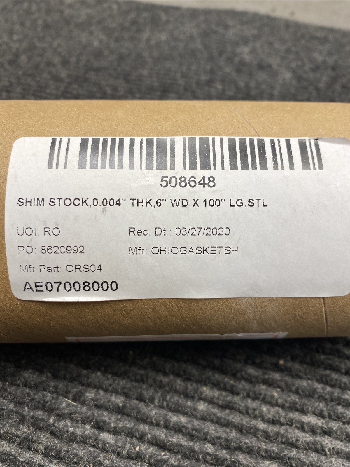 Aloma Shim .004 6in X 100in Carbon Steel