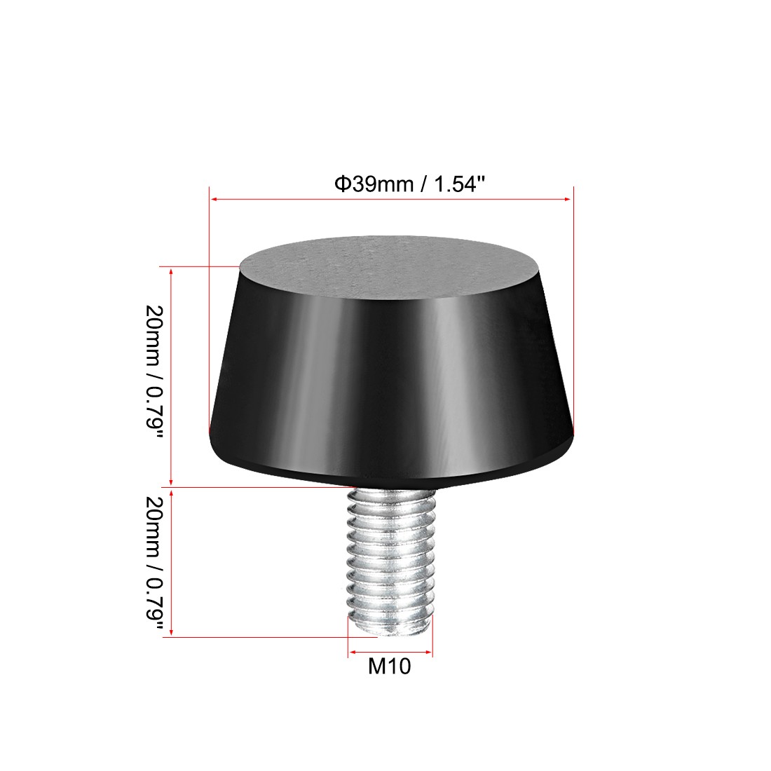 4pcs 38 x 20mm Conical Rubber Mount, for FITNESS EQUIPMENT Vibration Isolators