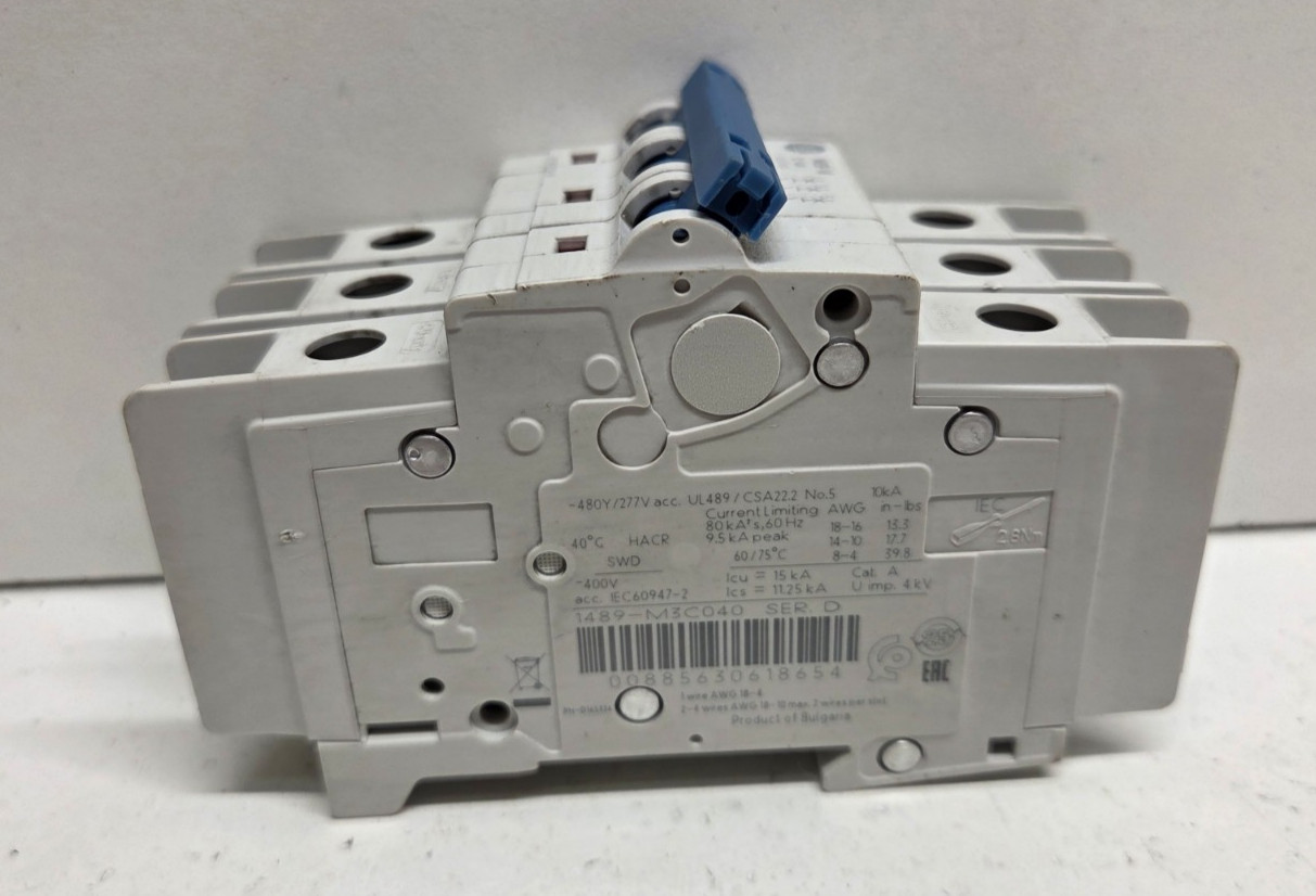 GUARANTEED! ALLEN-BRADLEY 4A 480Y/277V 3-POLE CIRCUIT BREAKER 1489-M3C040