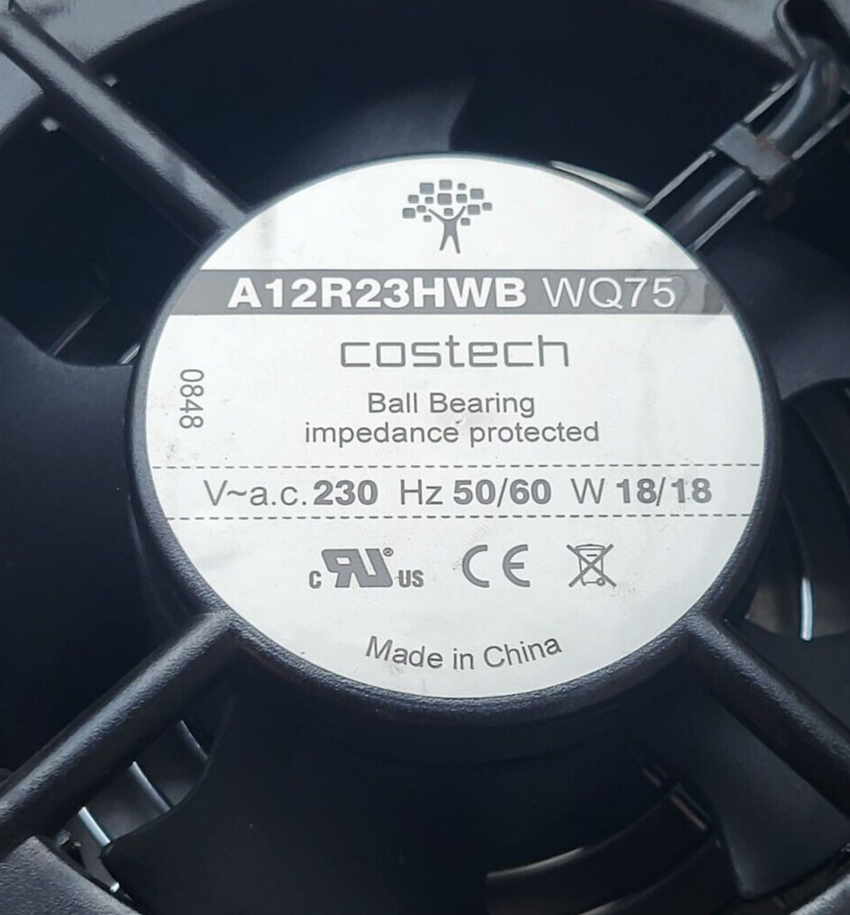 COSTECH A12R23HWB WQ75 230VAC 18/18W 50/60HZ BALL BEARING COOLING FAN (R5S3.2)