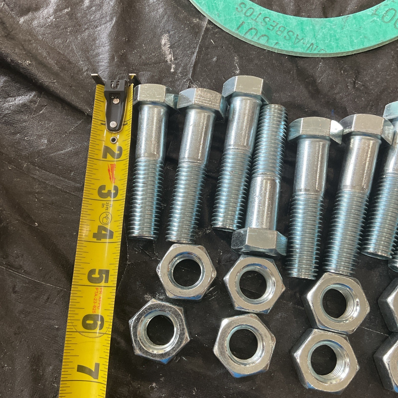 6″ Teadit 1001 NonAsb Gasket 1/8″ Ring A307A Hex Bolts Zinc A563 heavy Hex Nuts