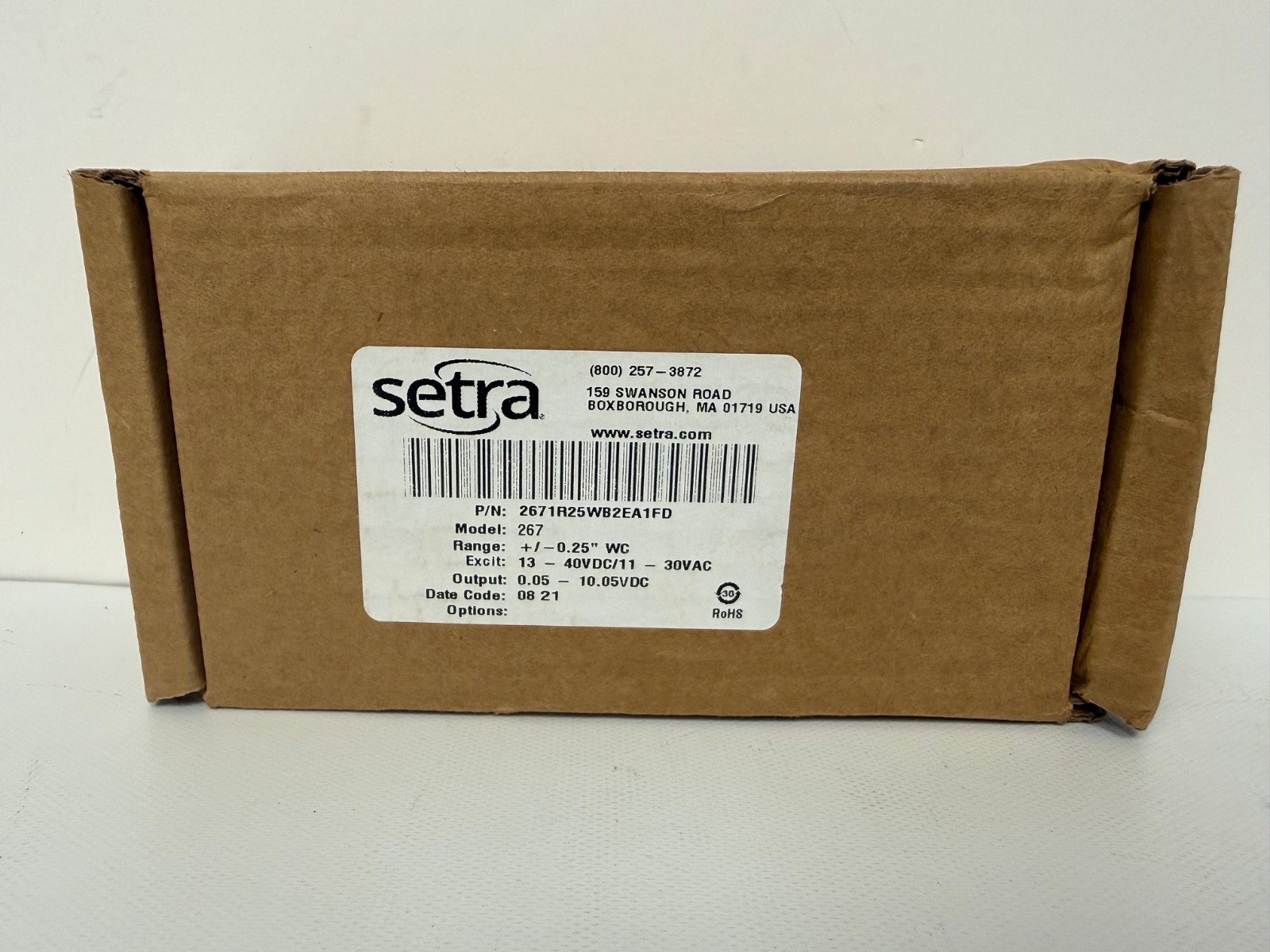 SETRA 2671R25WB2EA1FD MODEL 267 LOW DIFFERENTIAL PRESSURE TRANDUCER