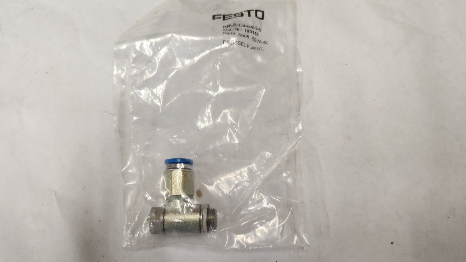 Festo GRLA-1/8-QS-8-D 193145 Flow Control Valve SHIPS FROM USA, NEW FACTORY SEAL