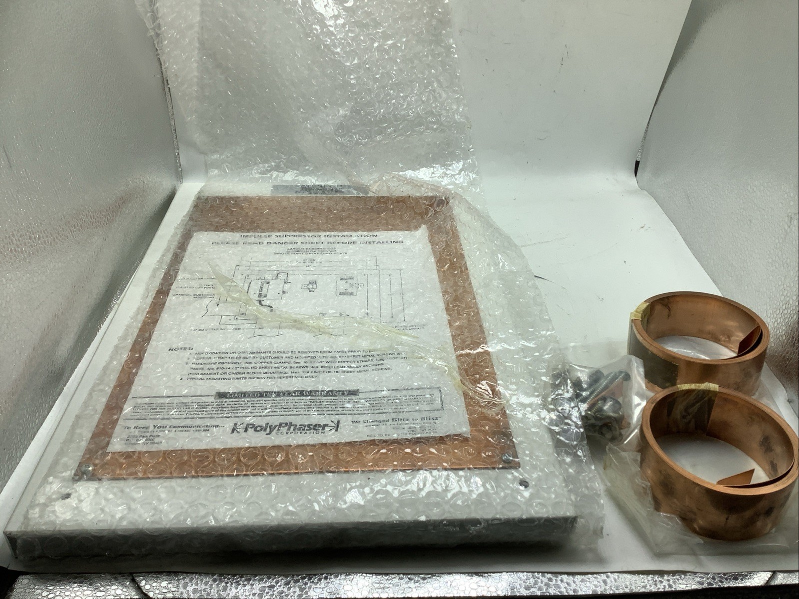 Polyphaser CU-SPGP Copper Grounding Plate Kit New Free Shipping
