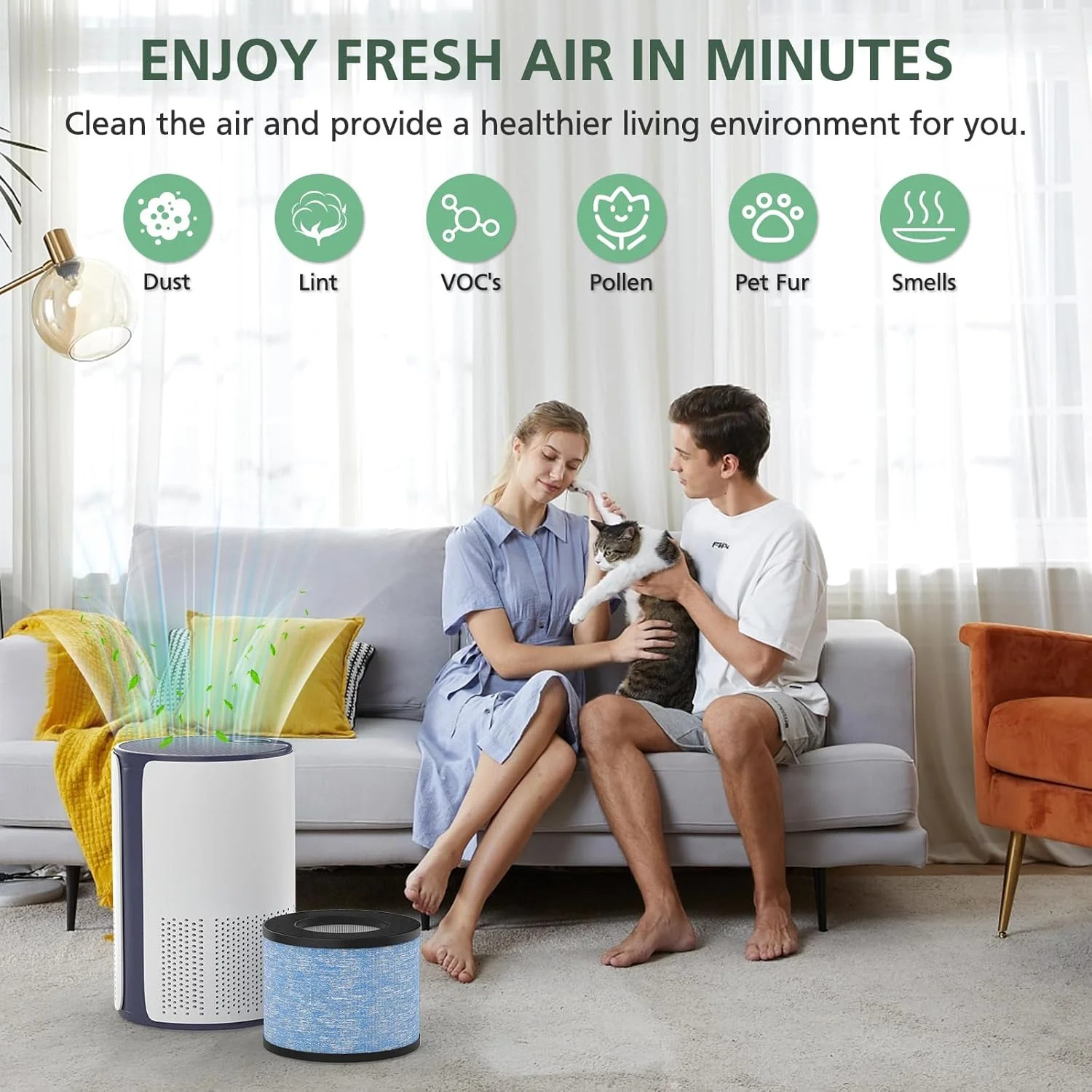 2 Pack C102 HEPA Air Filter MA-01CW Replacement Filter Compatible with Miko Ibuk