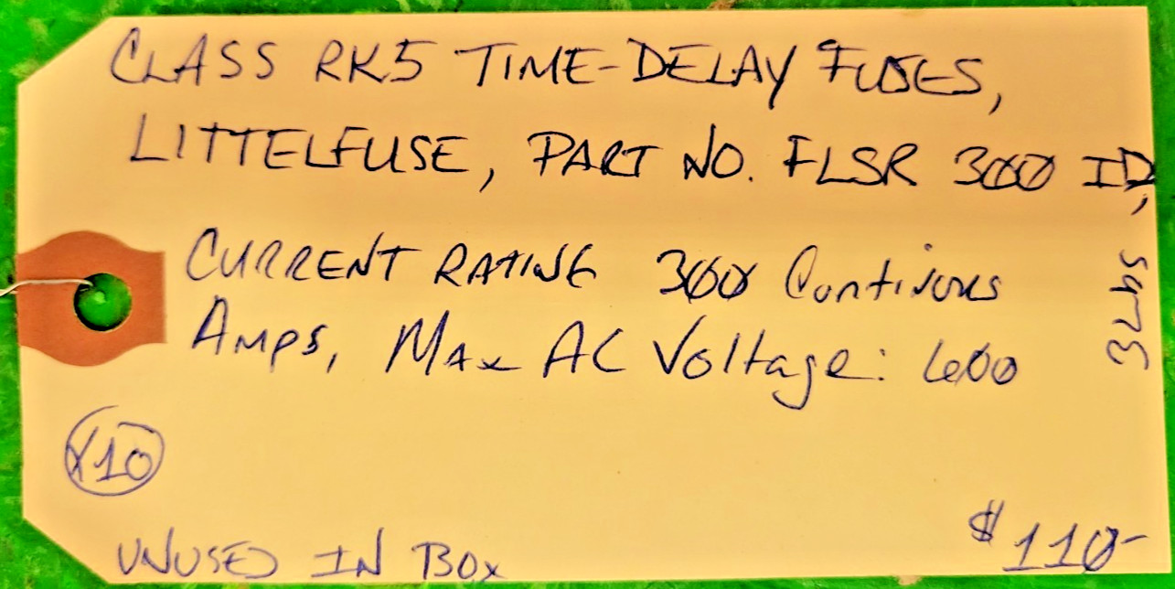 5️ LITTLEFUSE CLASS RK5 TIME DELAY FFLSR 300ID PESSCO OFFERING 1 G102125-3-12 🗽