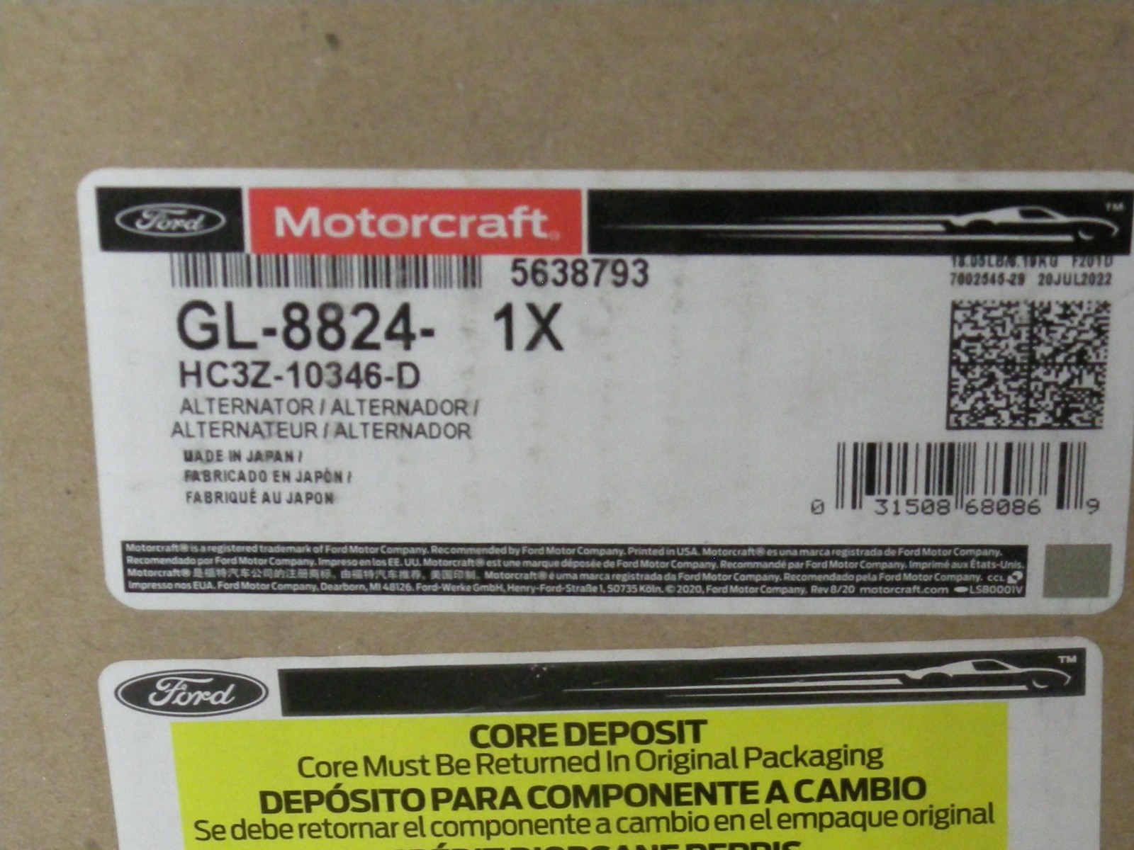 Genuine Motorcraft GL-8824 Alternator