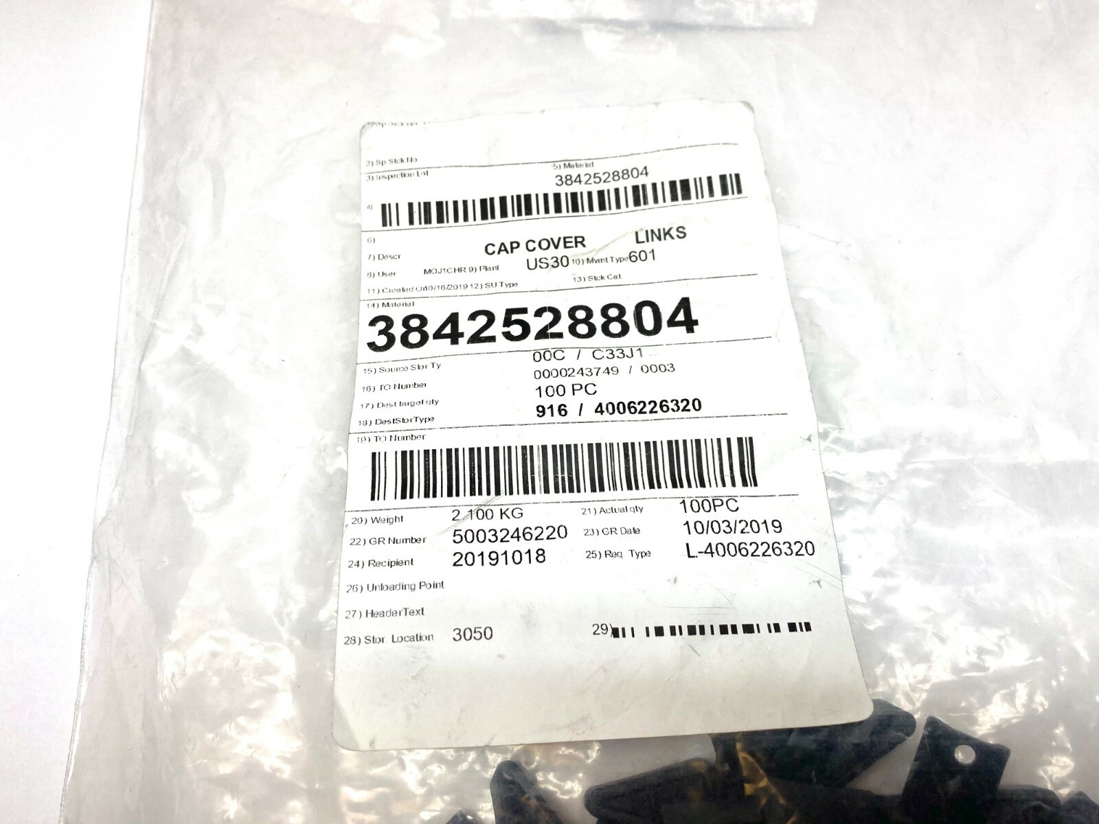 Bosch Rexroth 3842528804 Cap Cover Link LOT OF 10