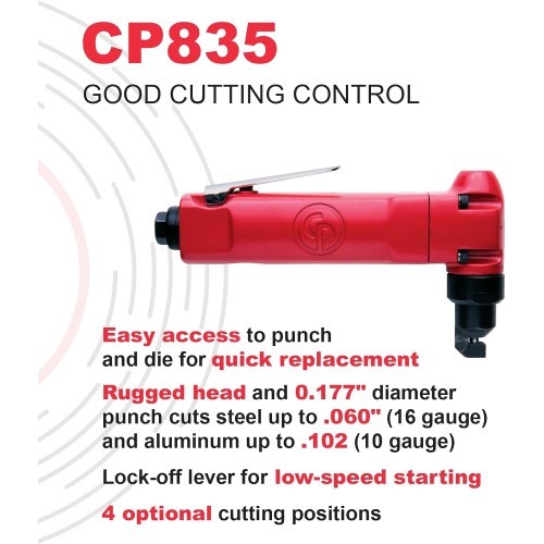 Chicago Pneumatic CP835 Air Nibbler Cutting Tool, 0.42 HP, 2750 SPM