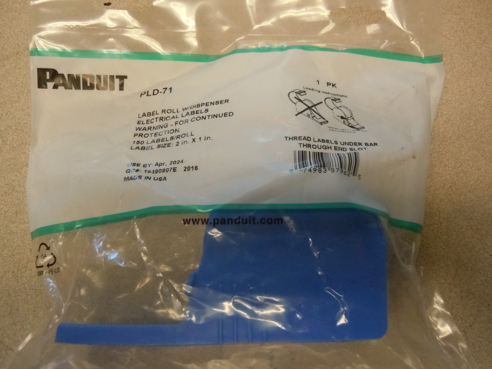 PLD-71 Panduit Electrical label in dispenser, 2.0″ W x 1.0″ H,
