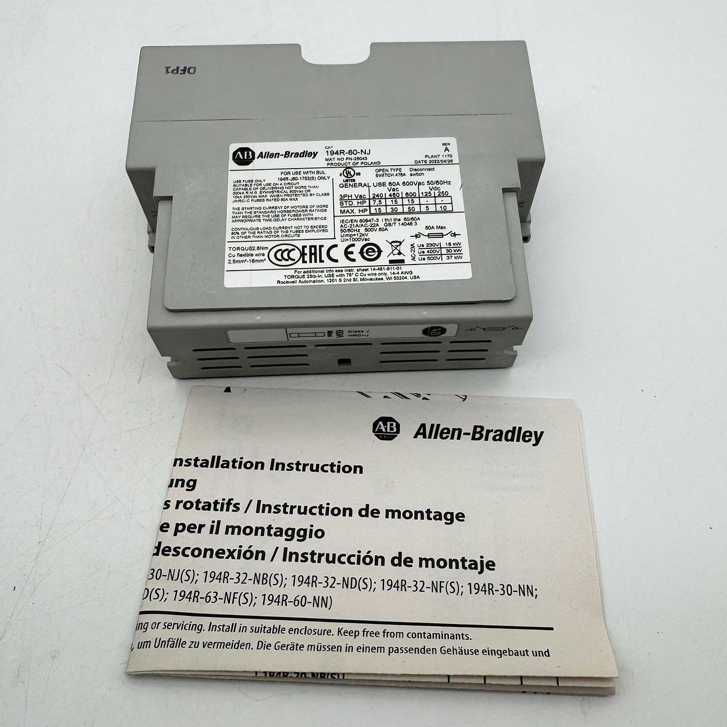 194R-60-NJ 194R 60 Ampere 4th Power Pole Module New Original 194R60NJ