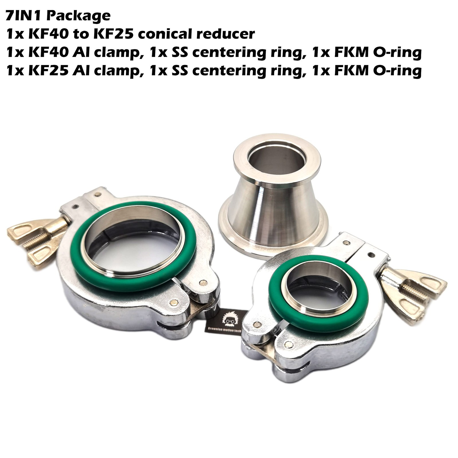 KF40 to KF25 conical Reducer, NW40 conical Reducer, SST Centering Ring, FKM O…