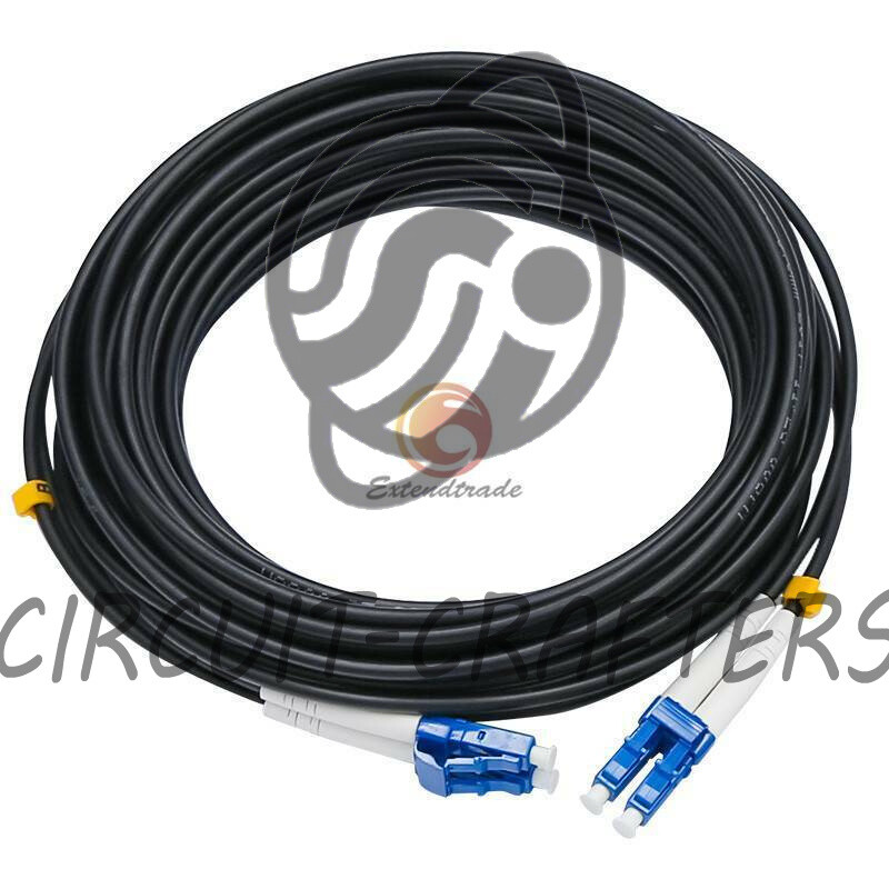 60M Black Armored Fiber Cable LC-LC UPC SM 9/125 Duplex Fiber Optic Patch Cord