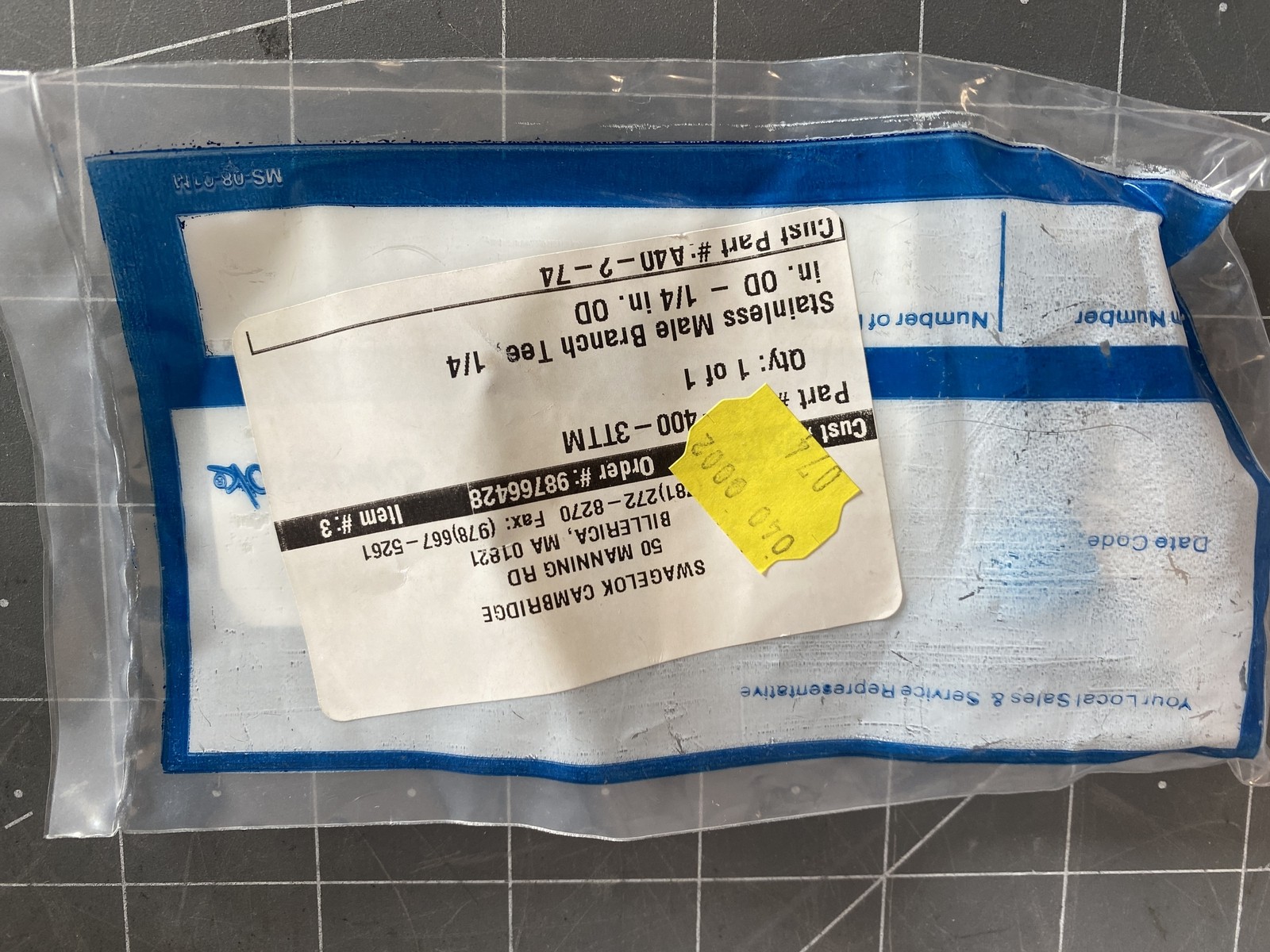 Swagelok Fit Branch Tee 1/4SWG x 1/8M NPT PN: SS-400-3TTM