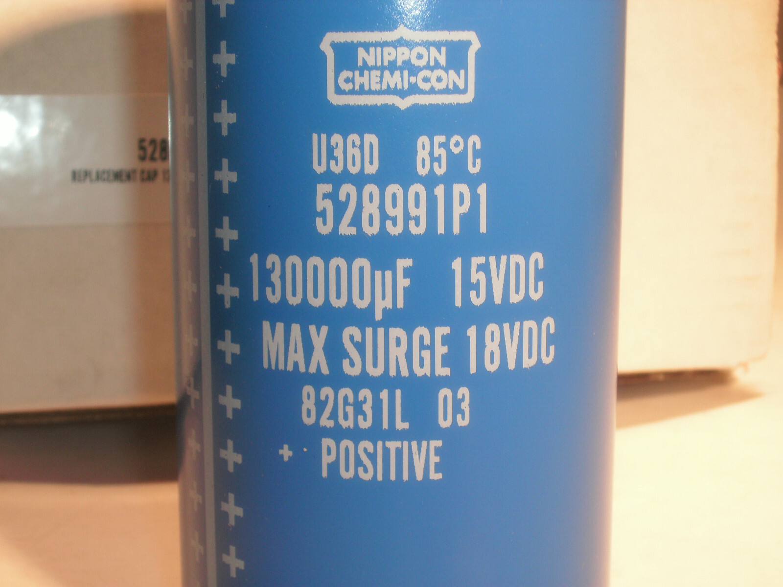 NIPPON CHEMI-CON 528991P1 CAPACITOR 15 VDC 130,000 uF 18 VDC SURGE