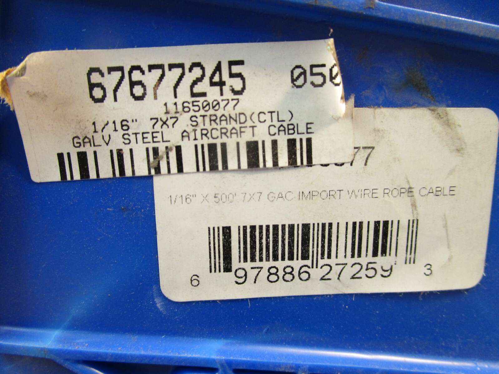 MSC 67677245, Steel Galvanized Aircraft Cable, 100 feet, 1/16″ X 7X7 STRAND (CTL