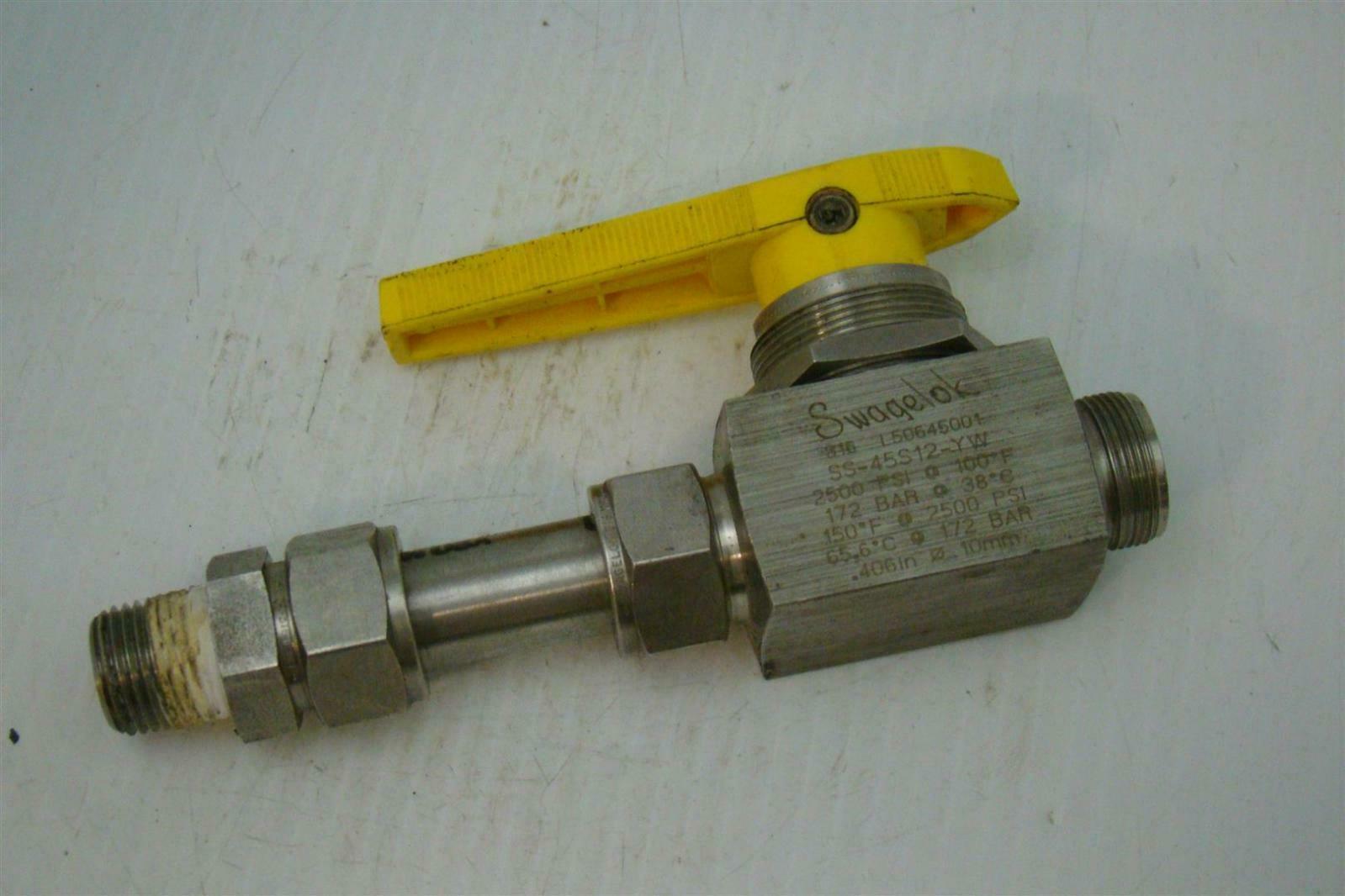 Swagelok Stainless Steel Valve Compression Connection 2500psi SS-45S12-YW