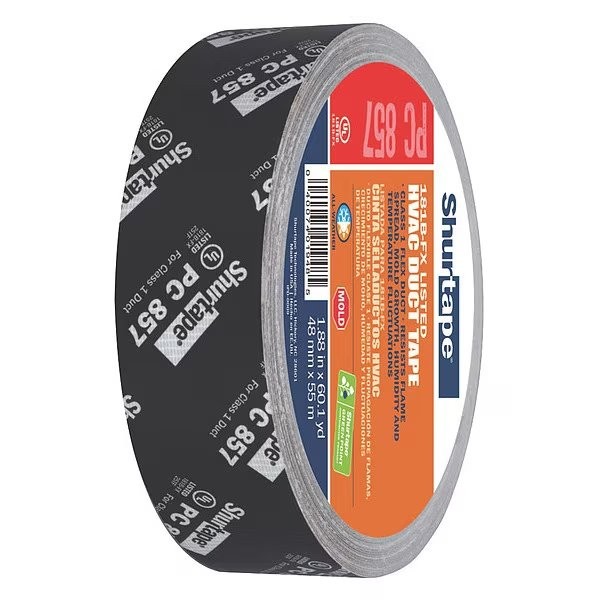 Shurtape DuctTape, Black, 60-1/8ydL, 1-7