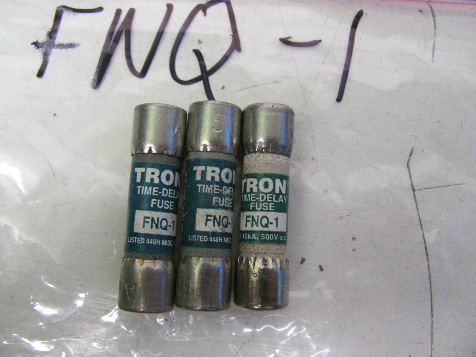 LOT OF 3 FUSETRON TIME DELAY FUSES FNQ-1 500V 1A