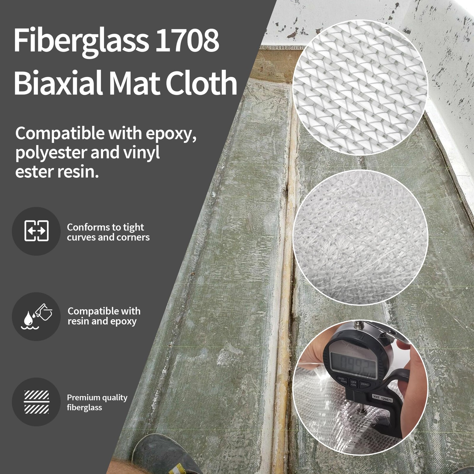Fiberglass Cloth 1708 Biaxial Cloth Mat 50in Wide X 4Yd…