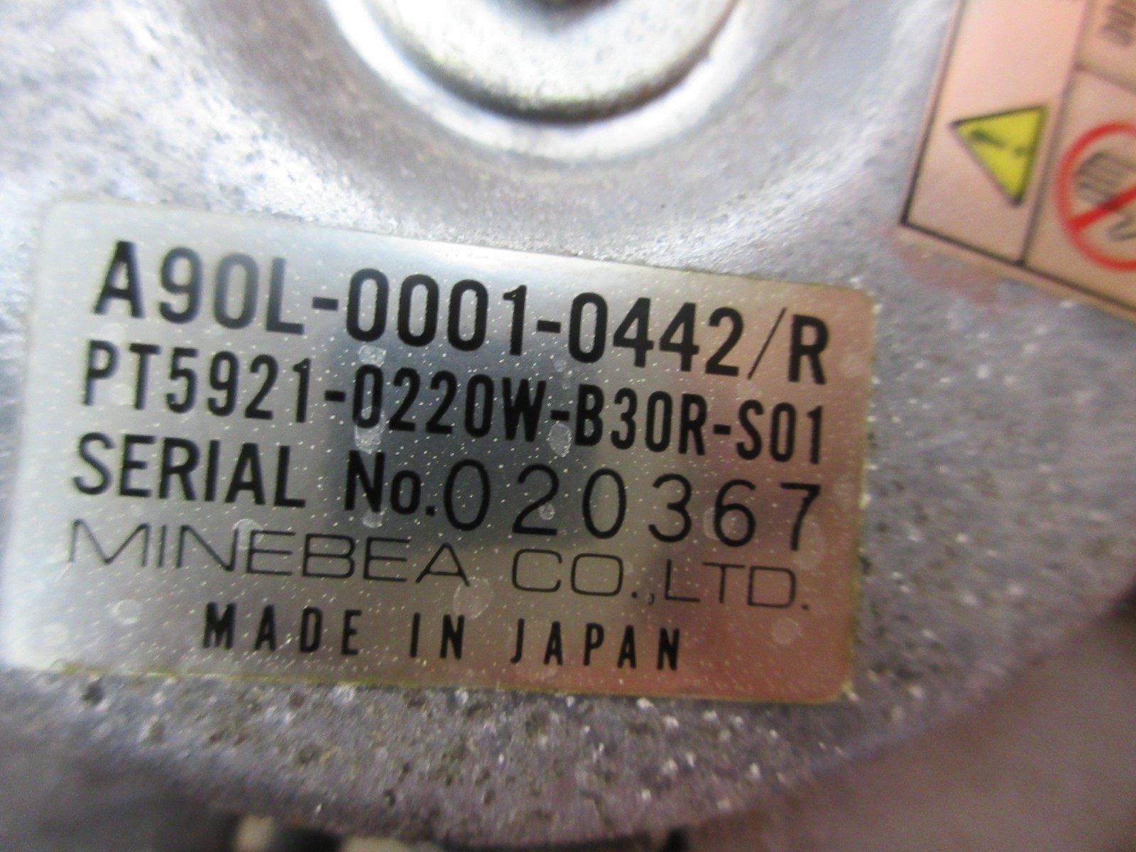 MINEBEA FAN A90L-0001-0442/R PT5921-0220W-B30R-S01 HARDINGE COBRA LC-65 CNC LATH
