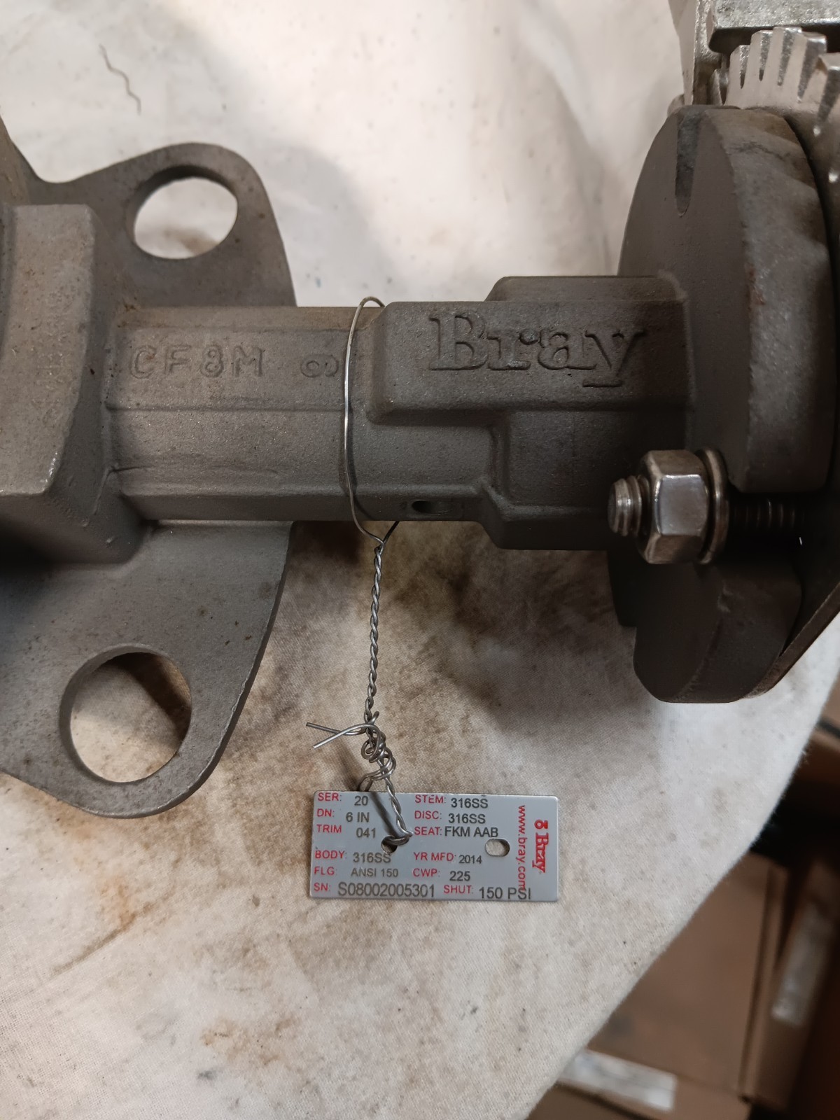 NEW BRAY 6″ Stainless Steel BUTTERFLY VALVE SERIES 20