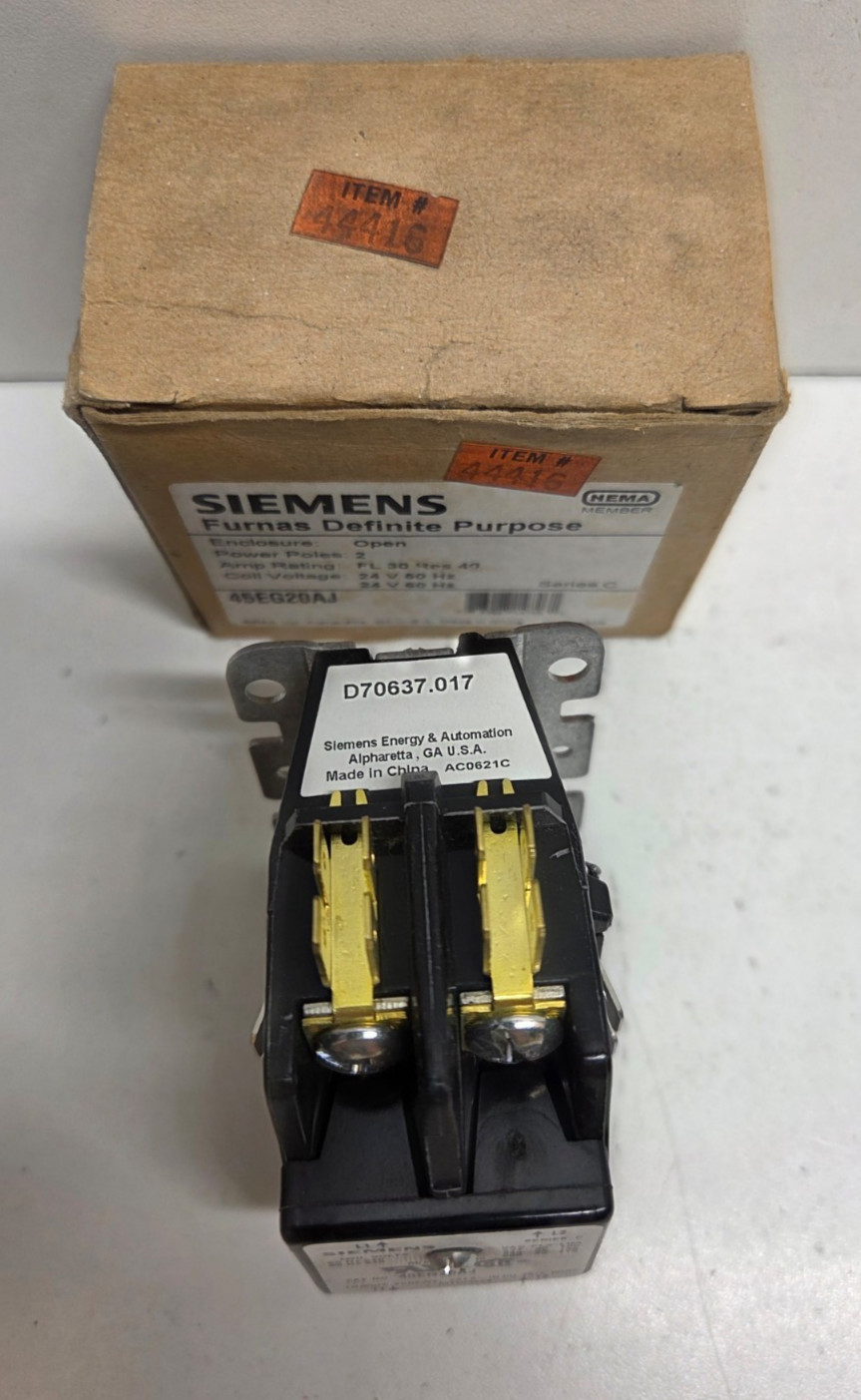 NEW IN BOX! SIEMENS 2-POLE 24V COIL DEFINITE PURPOSE CONTACTOR 45EG20AJ