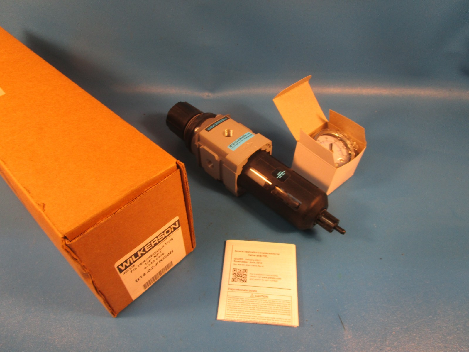 Wilkerson Filter B18-02-FKG0B, Regulator, 1/4″ NPT, 0-125 PSIG, MANUAL DRAIN