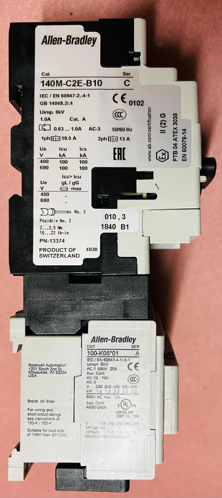 ALLEN BRADLEY Circuit 140M-C2E-B10 & 191EKMNDJ1-CB10D & 100-K05*01 / 100-KMCH