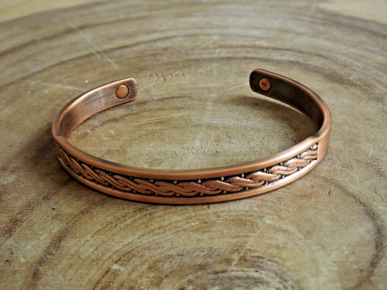 Oxidized Pure Copper Magnetic Bracelet Arthritis Energy Adjustable Cuff Braided