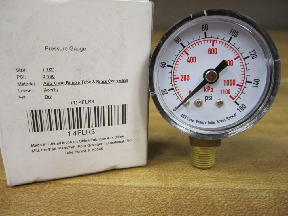 Grainger 4FLR3 Pressure Gauge (Pack of 3)