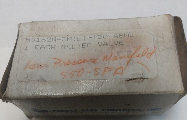 Circle Seal Low Manifold Relief Valve M5162N-3M(L)-130 ASME 550-SFA FAST SHIP