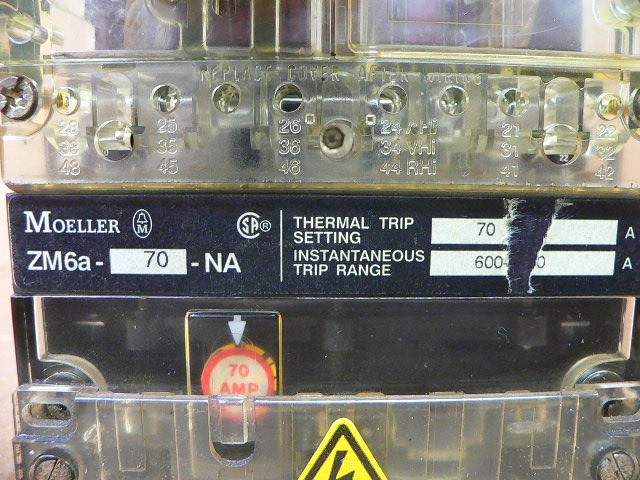 Klockner Moeller 100 Amp 3 Pole Circuit Breaker Nzm6b-100 / Zm6a-70-Na