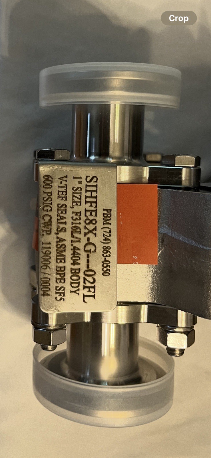 PBM 1” Tri-Clamp Sanitary Valve Assembly 316L SS Jamesbury Actuator Westlock New