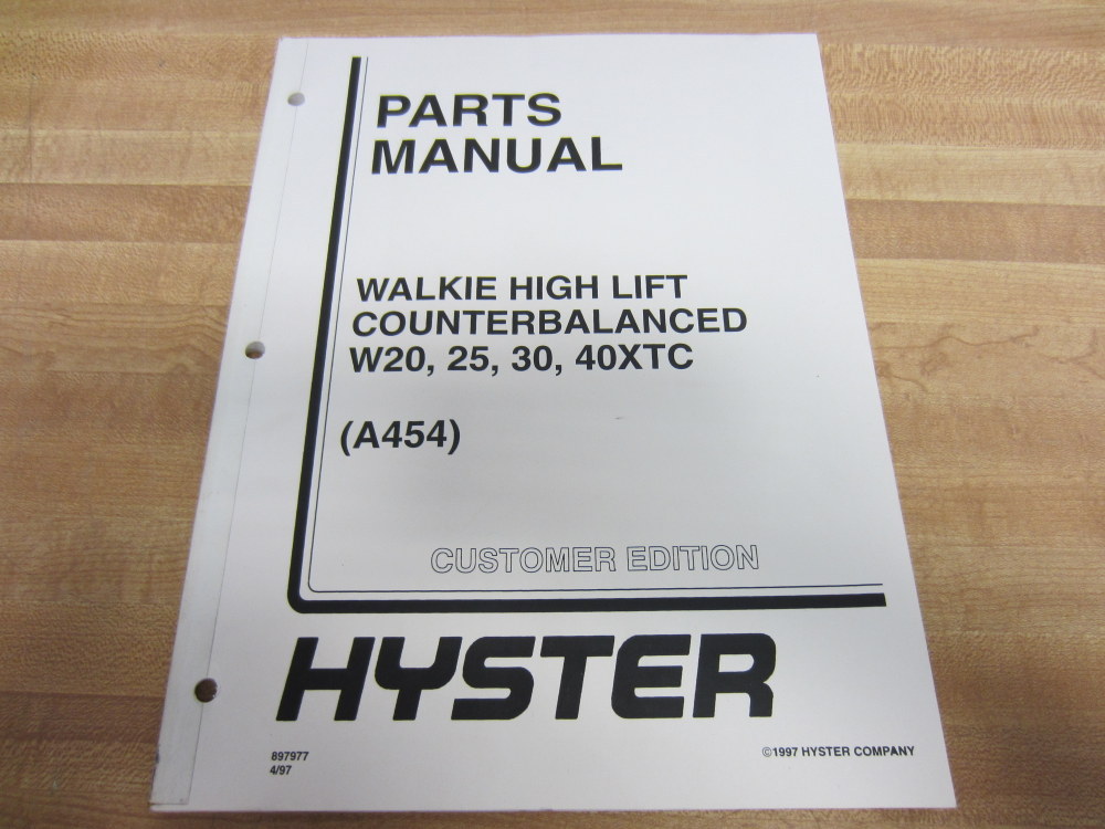 Hyster W20 25 30 40XTC Parts Manual Walkie High Lift 897977 (A454)