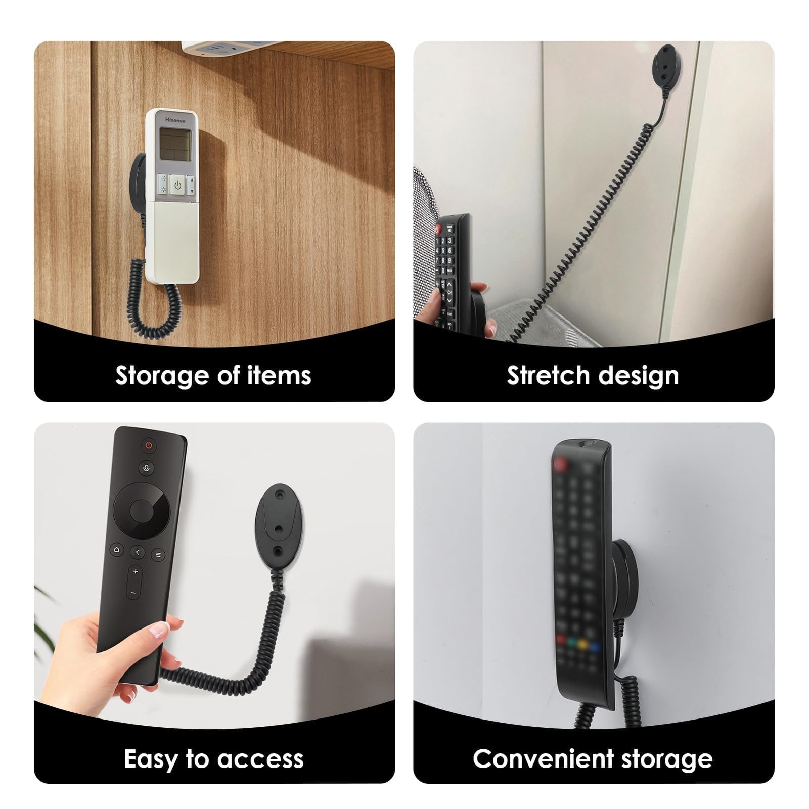 Magnetic Remote Leash Control Holder with Security Cable, S, 2Pcs Black