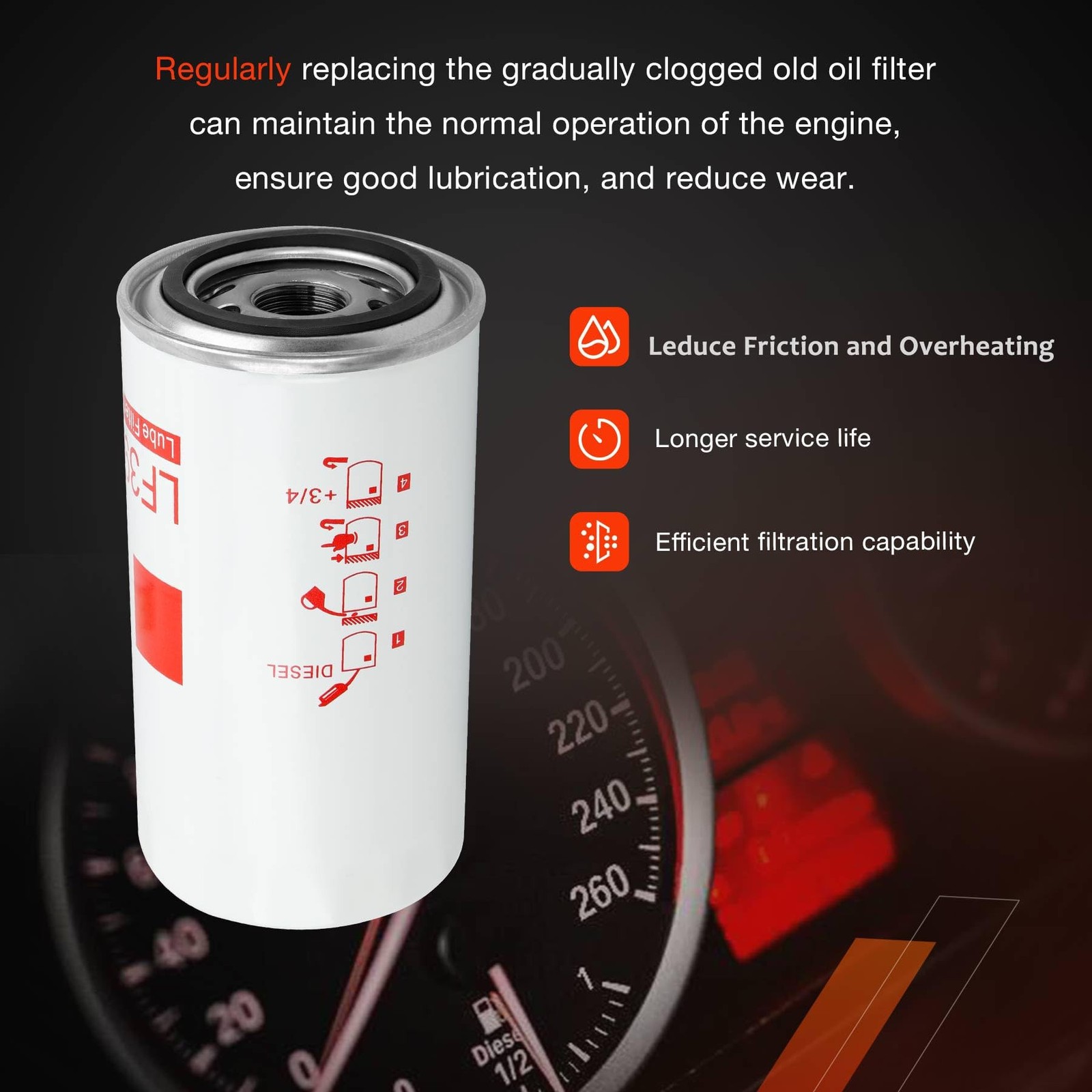 LF3972 Oil Filter Compatible With Cummins ISB 6.7, 6BT 5.9, ISV5.0, L6, OHV G…