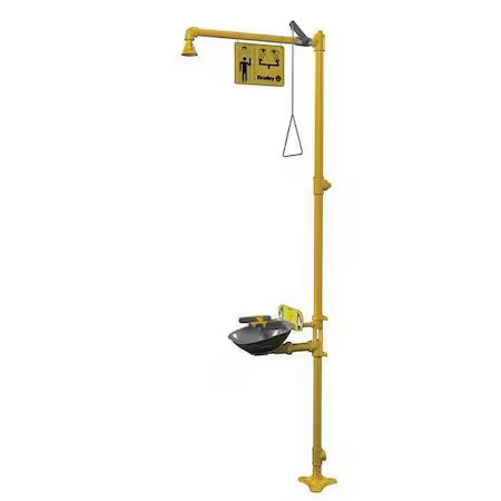 Bradley S19314bf Shower With Eyewash, Floor Mount, Galvanized Steel Pipe, 94