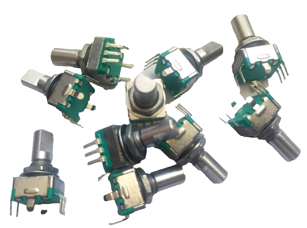 10 Pieces: EC11 Rotary Encoder with Push Switch, 15mm D-Shaft