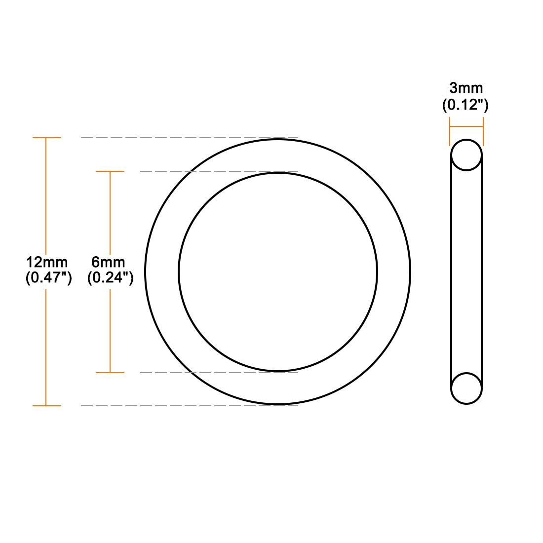 10 x O Rings Nitrile Rubber 6mm x 12mm x 3mm Seal Rings Sealing Gasket